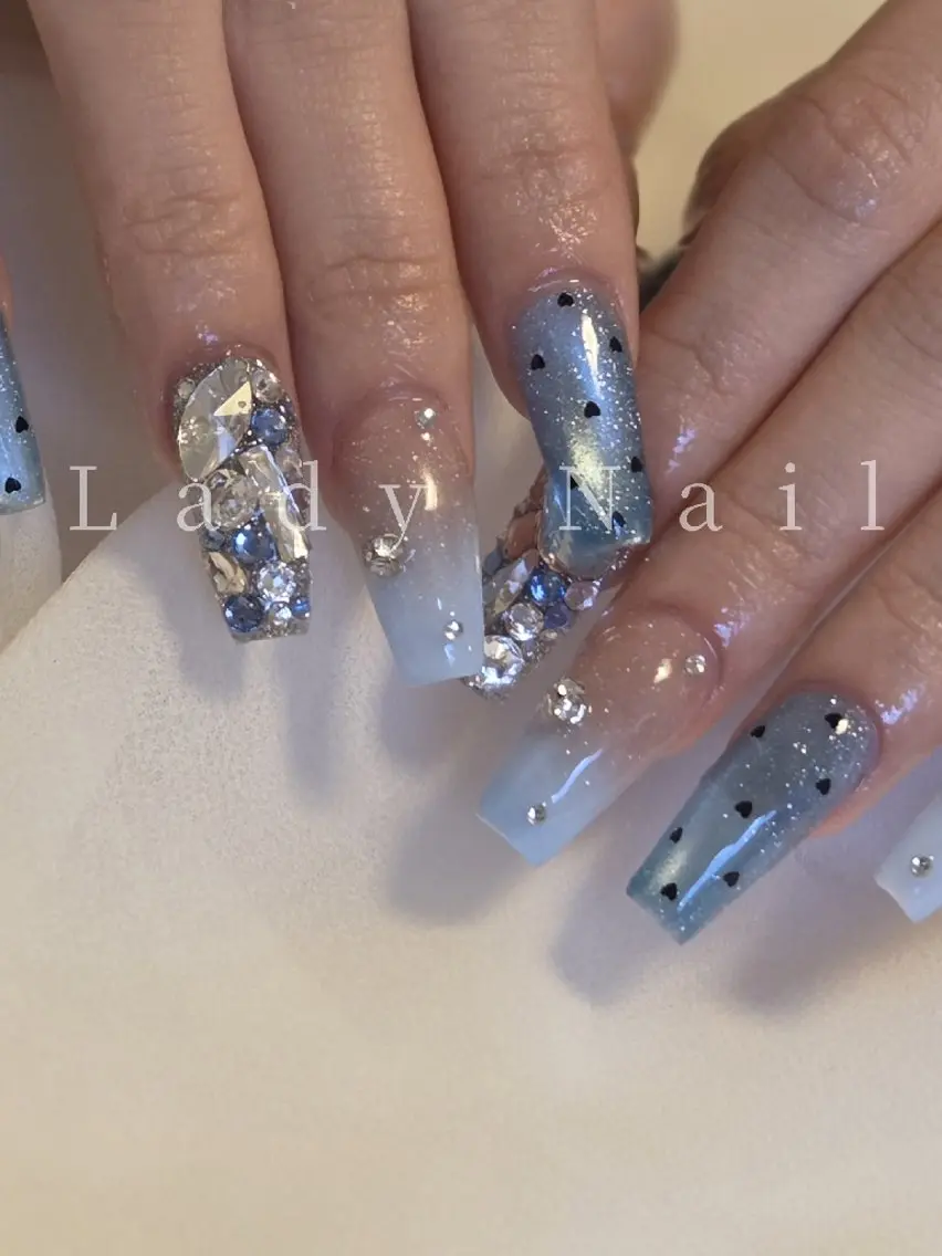 ネイル ブルー スカルプネイル ハンドネイル Lady Nail Kiyokaのネイルデザイン