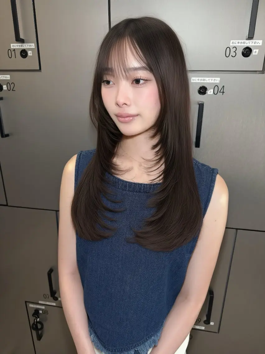 セミロング レイヤーカット 小顔カット カット ゆうな/レイヤー‎ 🎀艶カラー/‎京都のヘアスタイル