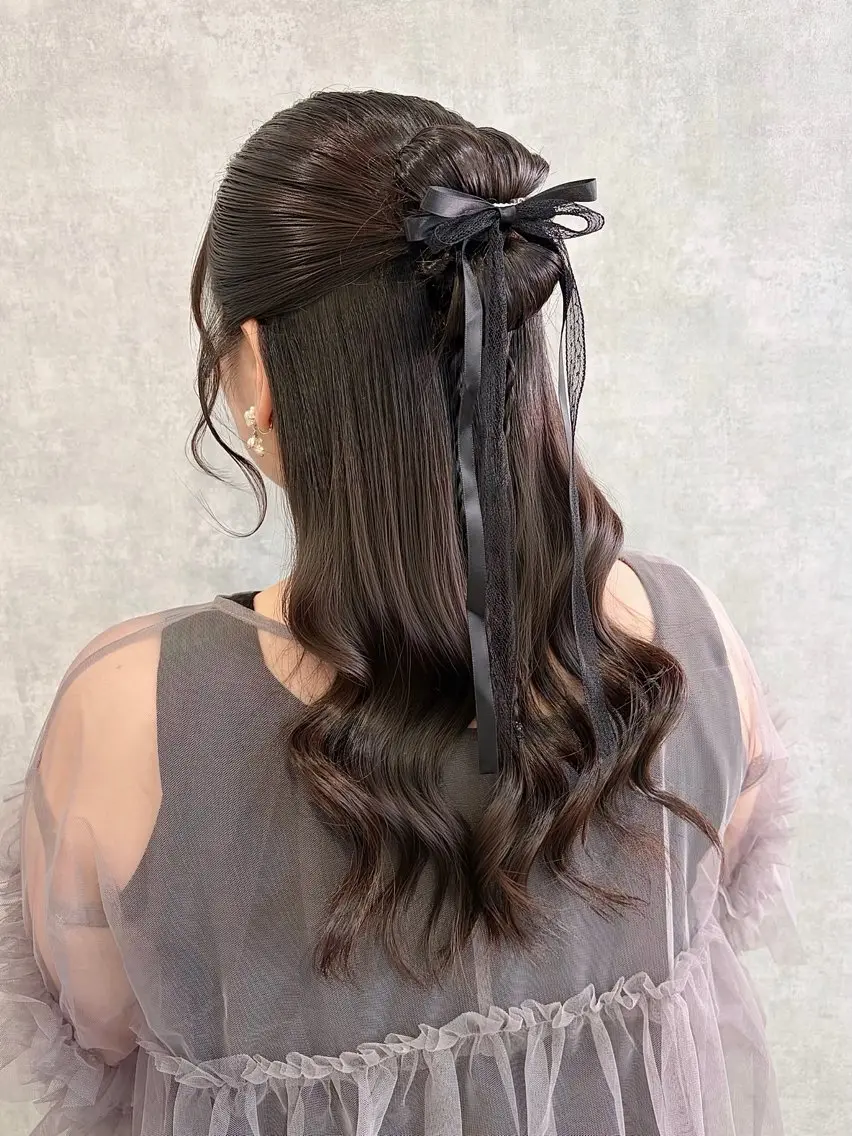 ロング ヘアアレンジ ハーフアップ ヘアセット Rangali nanamiのヘアスタイル