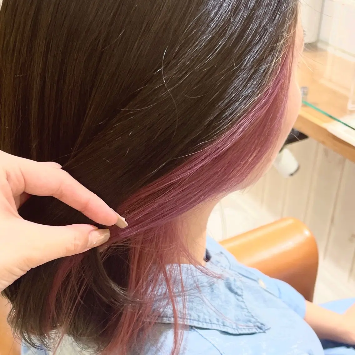 ミディアム カラー ベージュカラー イヤリングカラー ピンクカラー ピンクベージュ ヘアカラー 🎀菊池ほのか🎀 girlystyleのヘアスタイル
