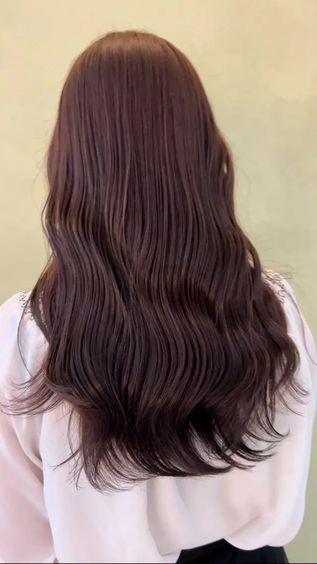 ロング カラー ベージュカラー オリーブベージュ ヘアカラー 艶カラー/エクステ/ 藤原リックのヘアスタイル