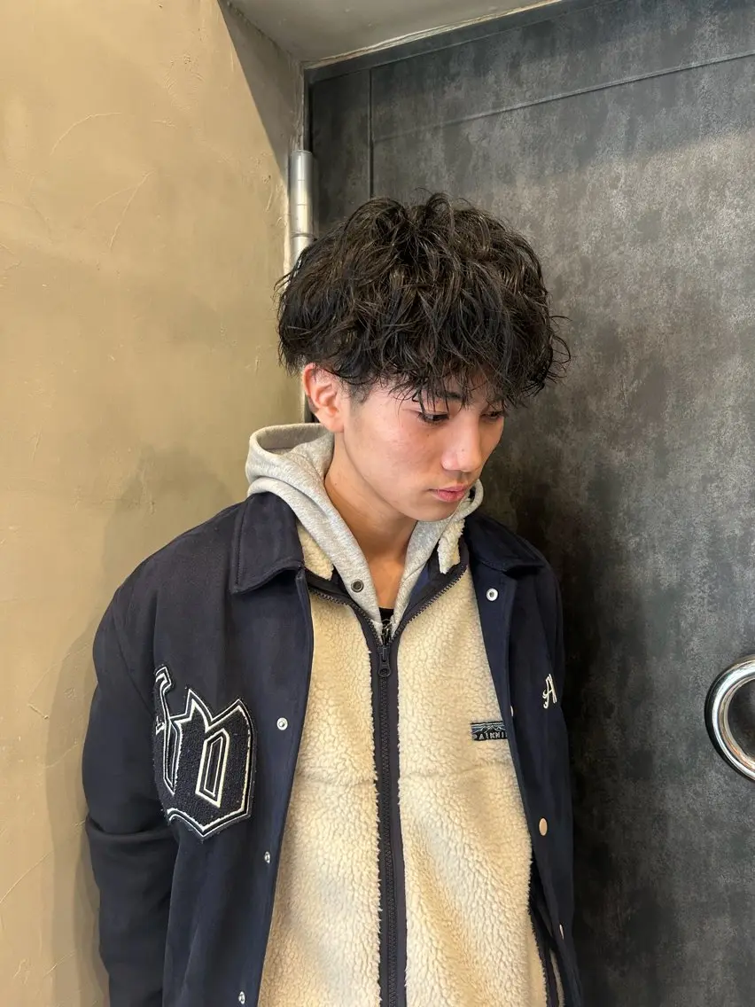パーマ メンズ ボブ&寒色🎐ᩚ 短髪 COCOROのヘアスタイル