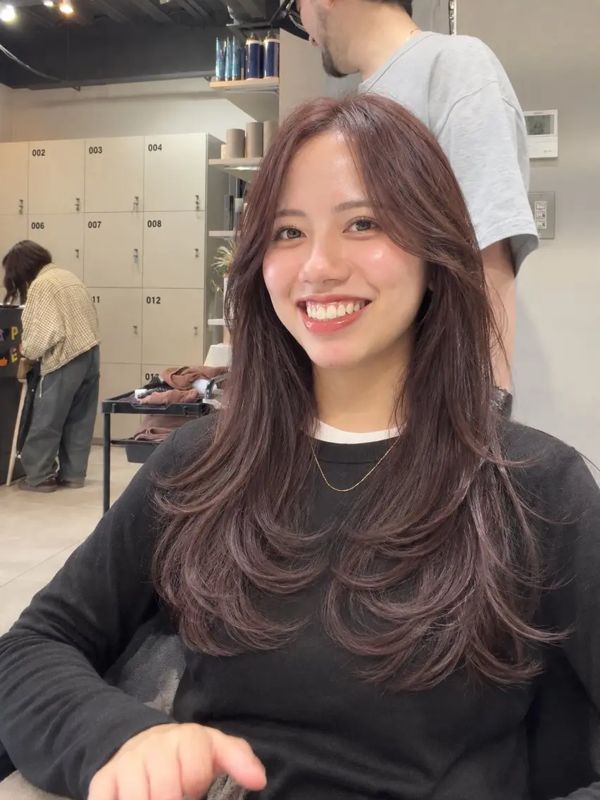 ロング カット ヘアカラー トリートメント 恵比寿結べるレイヤー 地毛風カラー大場のヘアスタイル