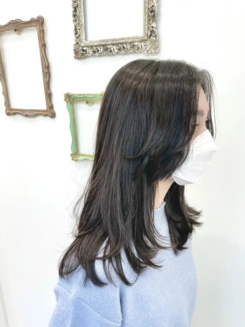 女性限定✨オススメ✨【似合わせカット】+【ワンカラー、ブリーチなしの赤み消し透明感カラー(トリートメント成分配合)】の写真