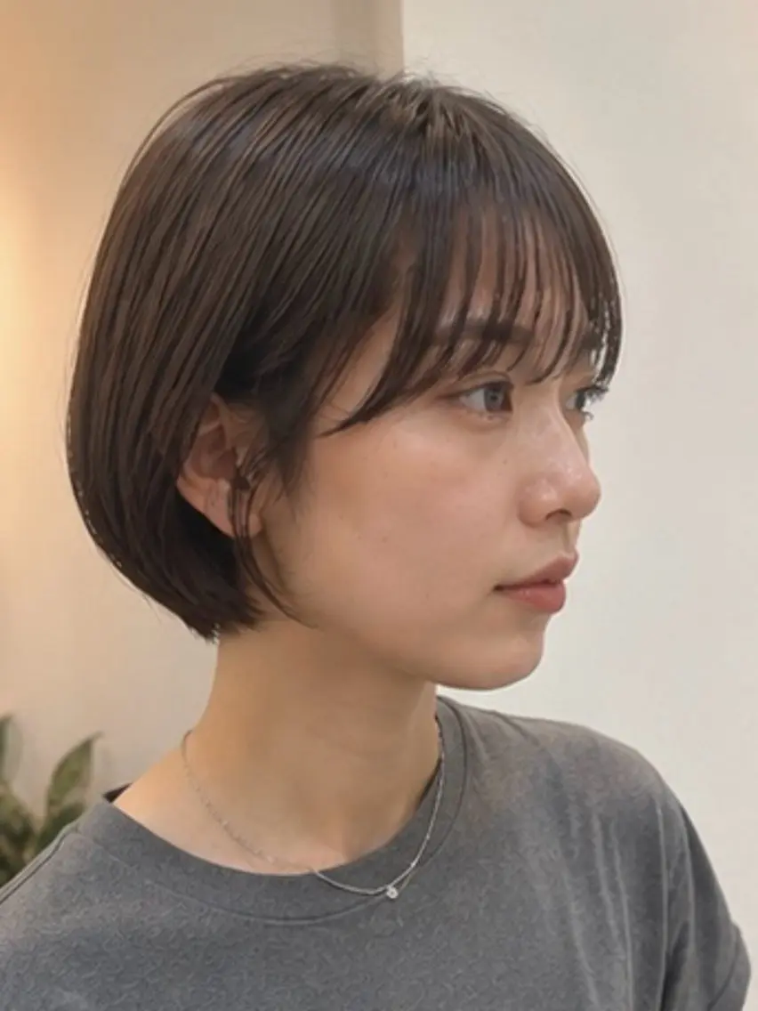 ショート ボブ 顔周りカット 髪質改善 韓国風ヘア レイヤーカット カット ヘアカラー トリートメント 丸みショートボブ Narumi✂︎のヘアスタイル