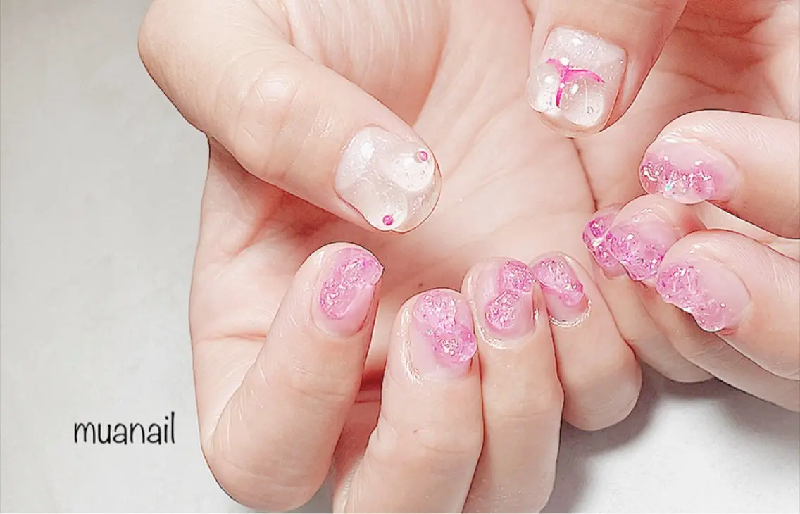 ネイル ぷっくりネイル 夏ネイル ハンドネイル mua nail mikiのネイルデザイン