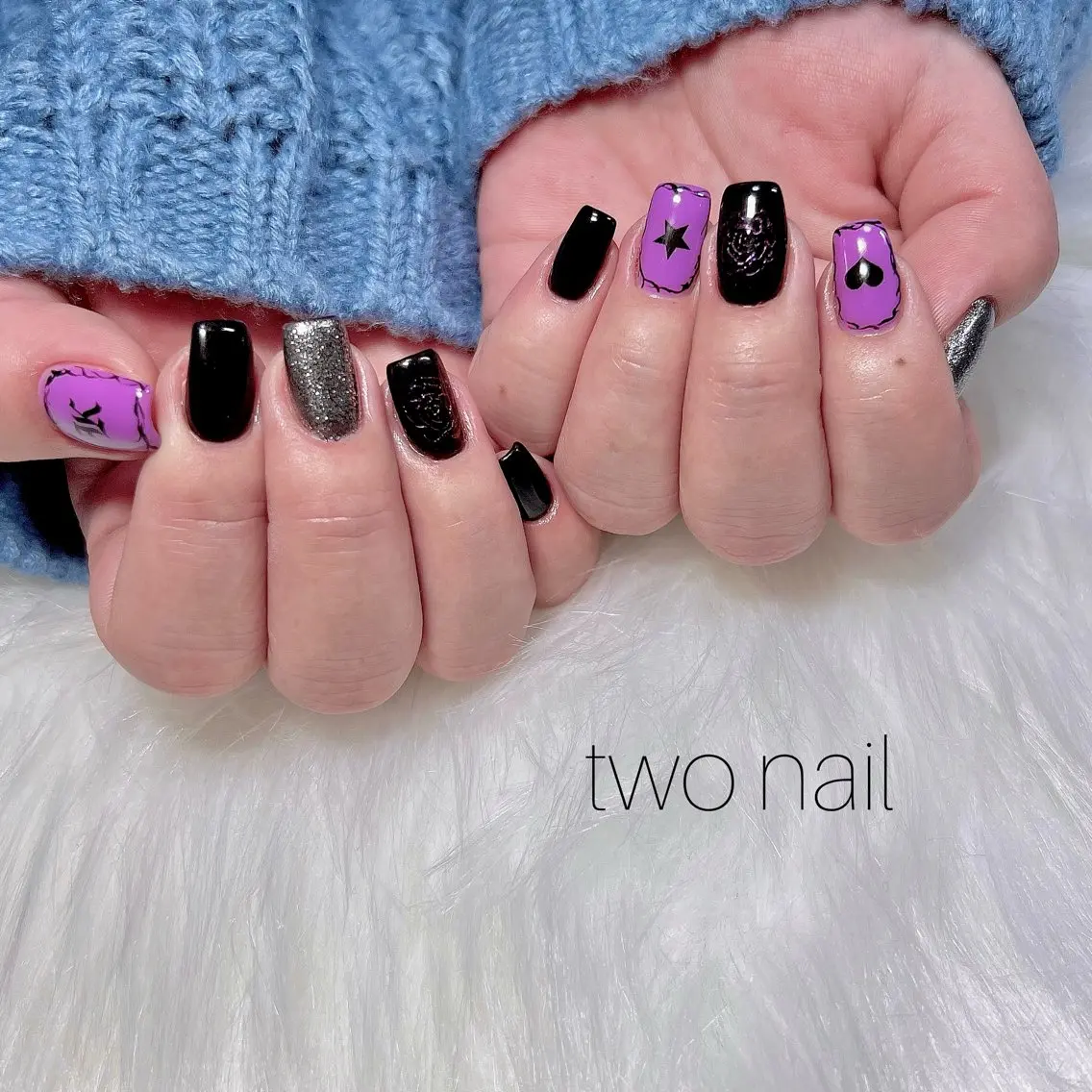 ネイル アートネイル ネイルチップ ホワイト ハンドネイル two nailのネイルデザイン