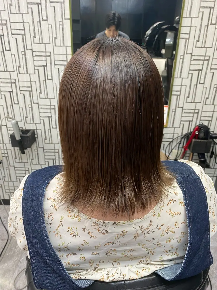ミディアム 縮毛矯正 池田 亮雅のヘアスタイル