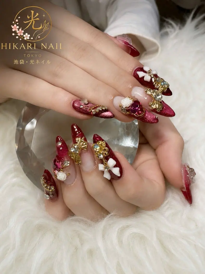 ネイル チークネイル 長さ出し フレンチネイル ガーリー ハロウィン ハンドネイル HikariNail Ikebukuroのネイルデザイン