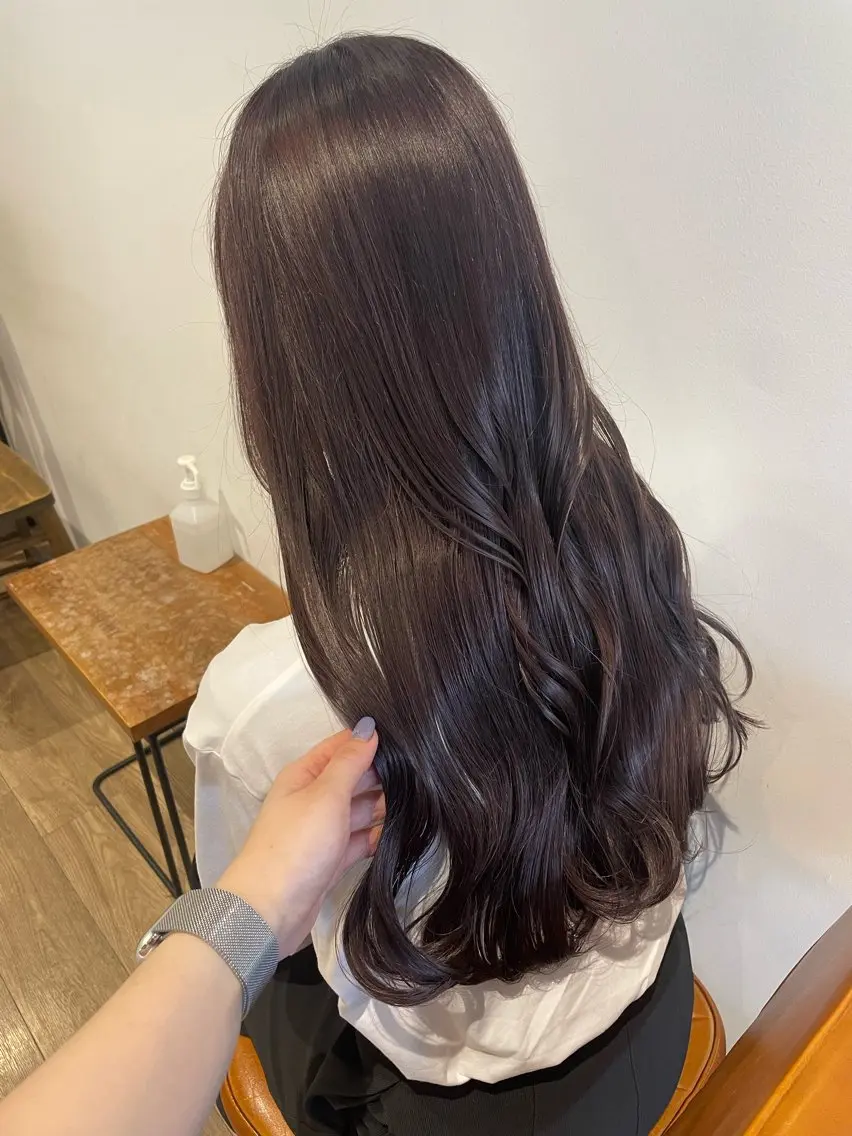 ロング カラー ヘアアレンジ グレージュ ラベンダーカラー ラベンダーグレージュ ラベンダーグレー ヘアカラー トリートメント coco♡ 韓国hairのヘアスタイル