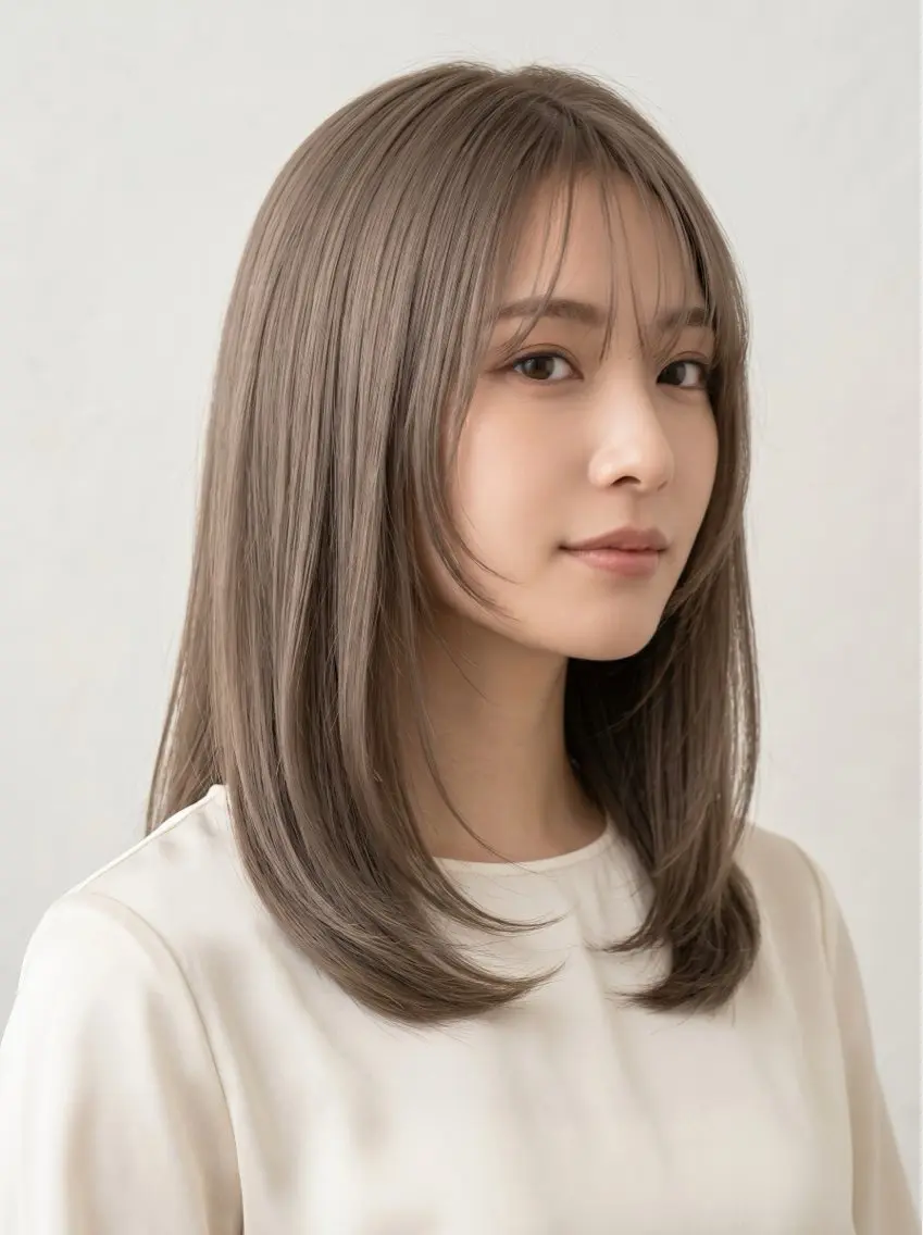 セミロング カット ヘアカラー トリートメント ALLY 原宿のヘアスタイル