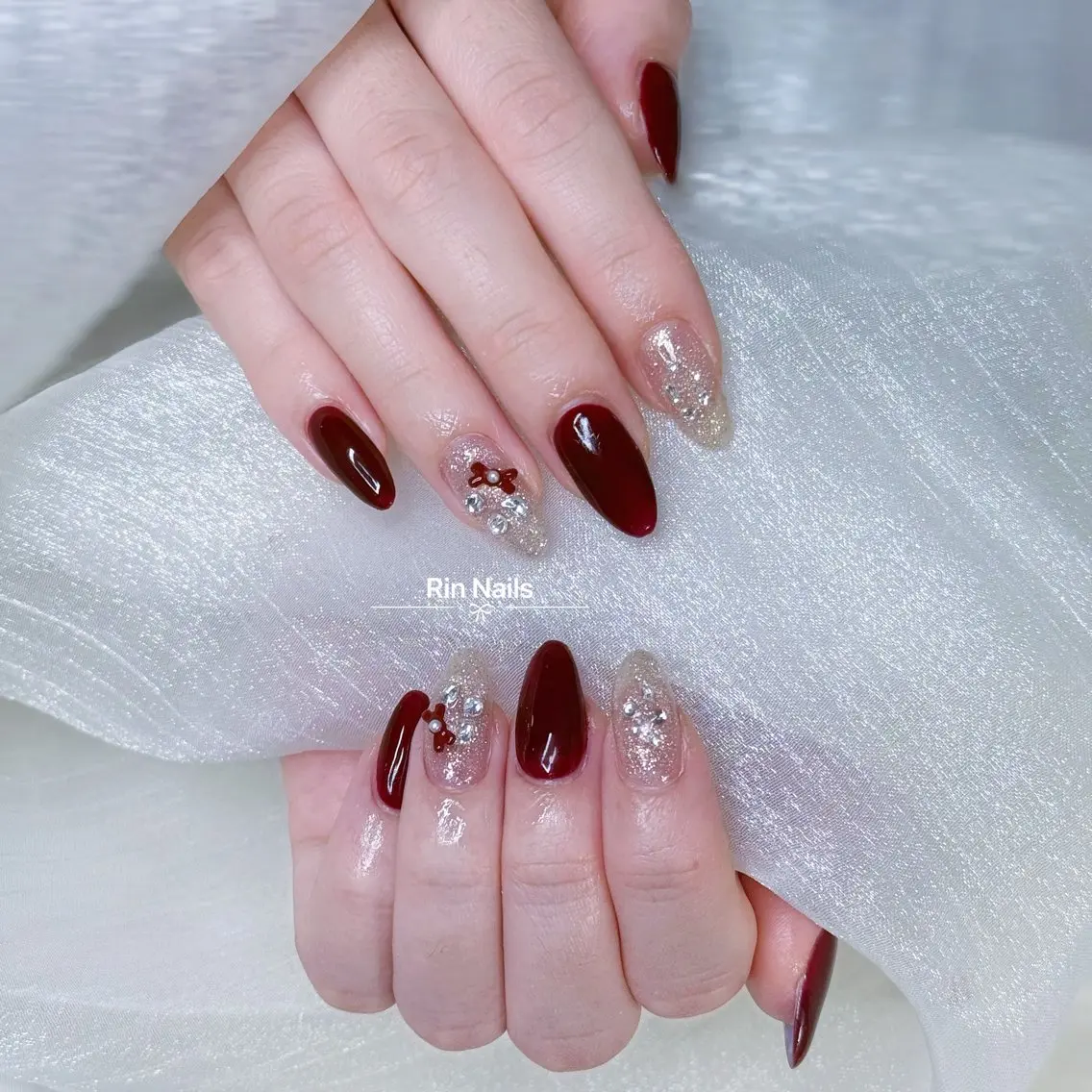 ミディアム 韓国風ヘア ハンドネイル RIN NAILS ᥫ᭡Migusaのネイルデザイン