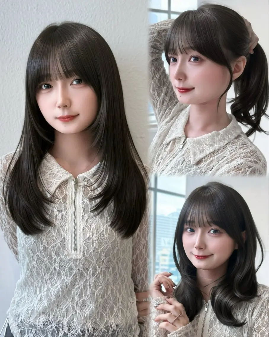 セミロング カット トリートメント 表参道小顔カット前髪 割れ改善クロスパーマのヘアスタイル