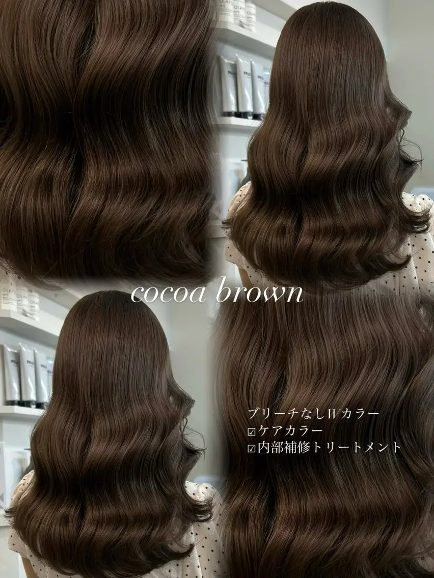 セミロング カラー ブリーチ ブラウンカラー ココアブラウン ブリーチなしカラー ヘアカラー トリートメント 💍モテる艶髪 透明感カラー💖のヘアスタイル