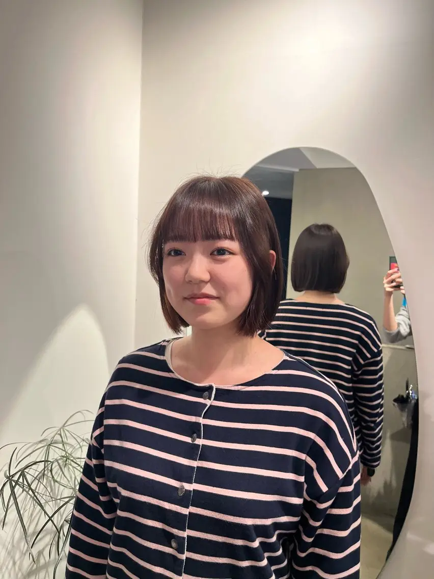 ミディアム ボブ カット 本木下朋花/髪質 改善×ダブルカラーのヘアスタイル