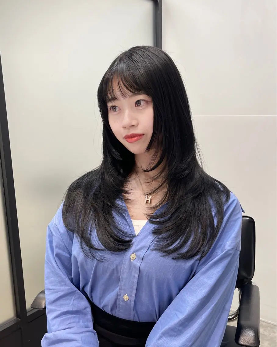 ロング 韓国風ヘア レイヤーカット カット ヘアカラー トリートメント 韓国レイヤーカット 髪質改善▫️水野有真のヘアスタイル