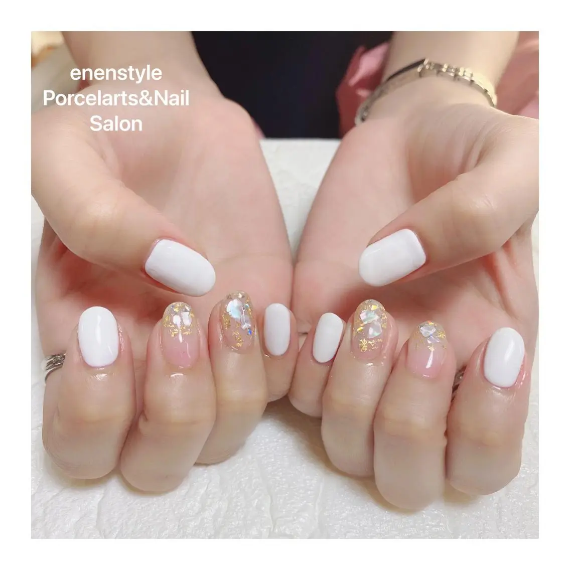 ミディアム ネイル ハンドネイル 🐾enen style 🐾のネイルデザイン
