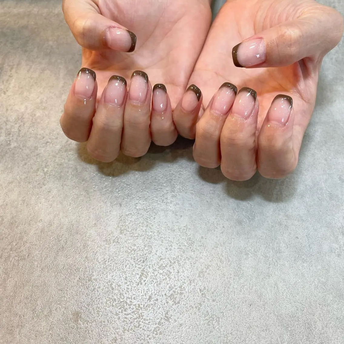 ネイル ブラウン フレンチネイル Nail Salon Gummi.のネイルデザイン