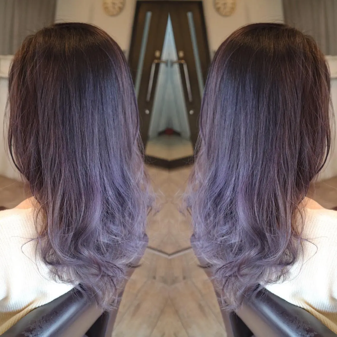 セミロング カラー ブリーチ ラベンダーカラー ヘアカラー JILBLAN京都 ショート/ハイライトのヘアスタイル