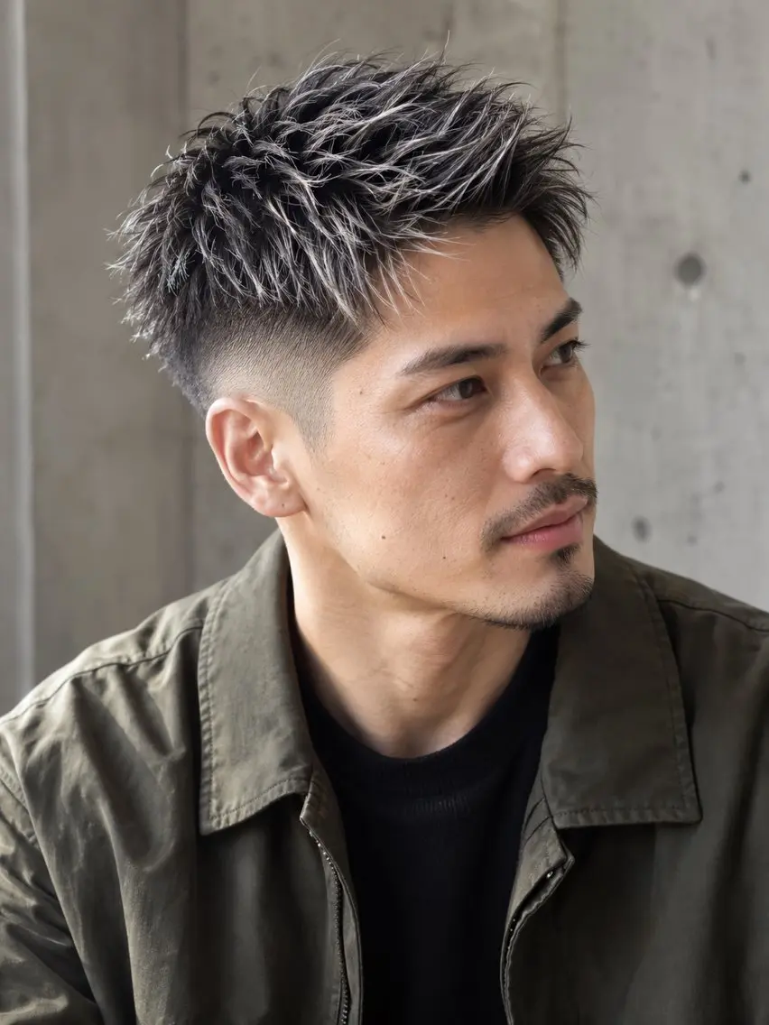 ショート カラー メンズ フェードカット メンズメッシュ スパイキーショート 透明感カラー メッシュ ヘアカラー トリートメント 🔮メンズ縮毛矯正 メンズパーマ💎竹永のヘアスタイル