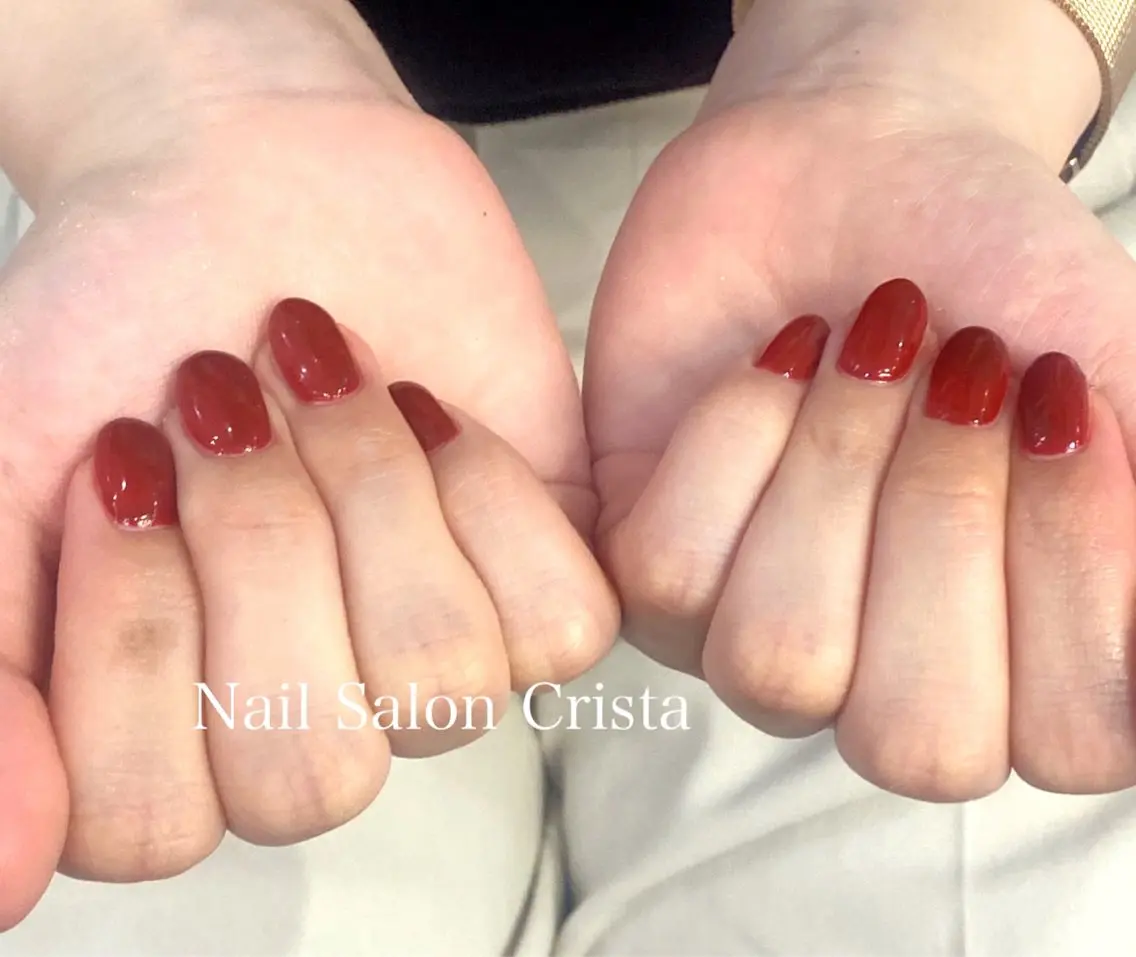 ネイル ジェルネイル パラジェル 赤色 ハンドネイル CRISTA MOMOのネイルデザイン