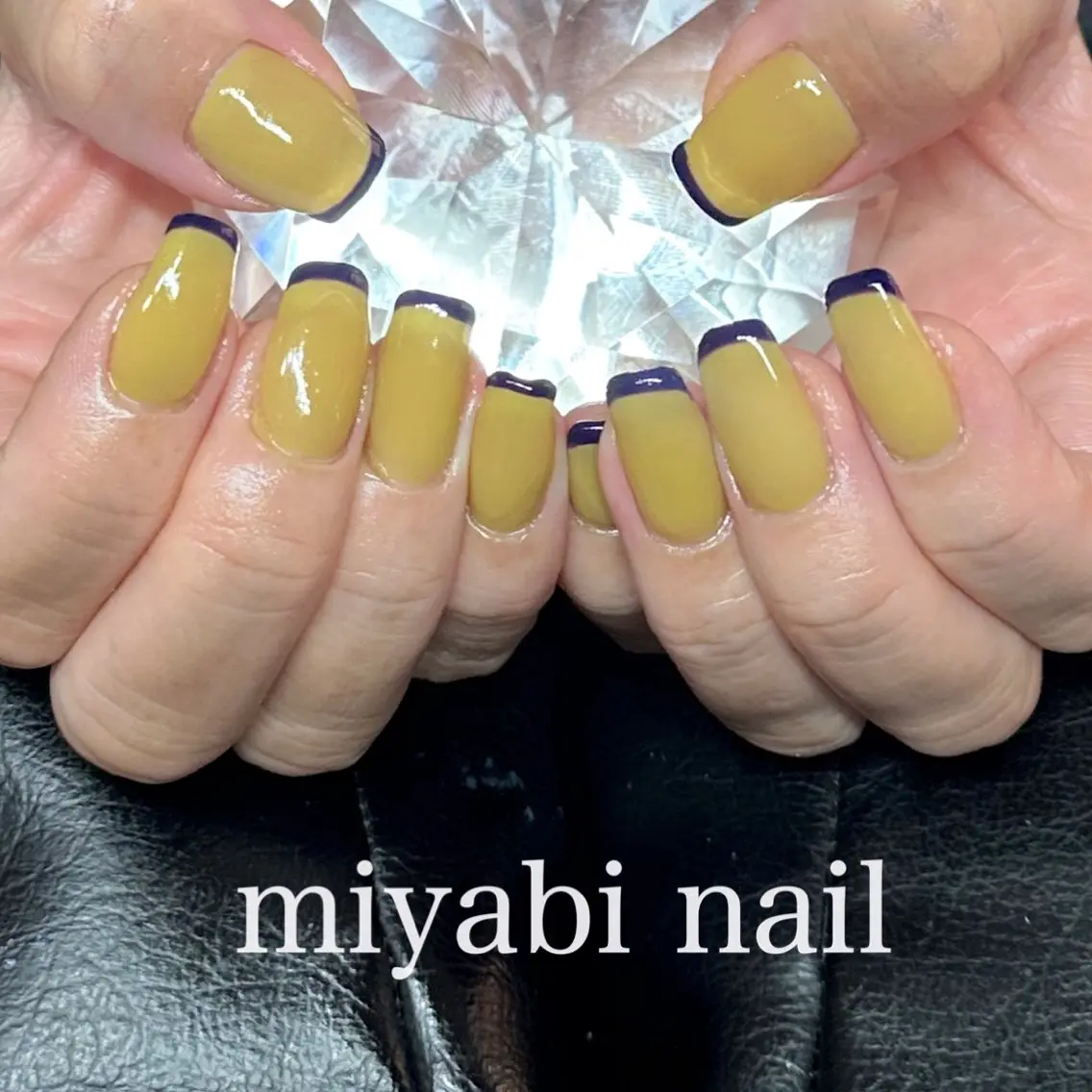 ネイル フレンチネイル ジェルネイル 持ち込み スクエアネイル ハンドネイル miyabi nail 桂川駅近くのネイルデザイン