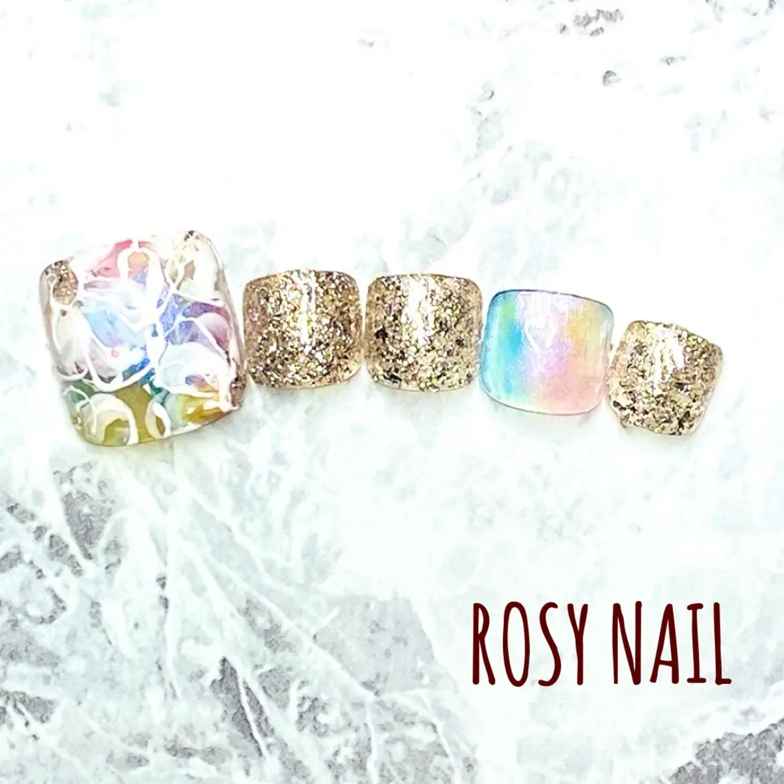 ネイル アートネイル フラワーネイル フットネイル 夏ネイル ROSY NAIL ロージーネイルのネイルデザイン