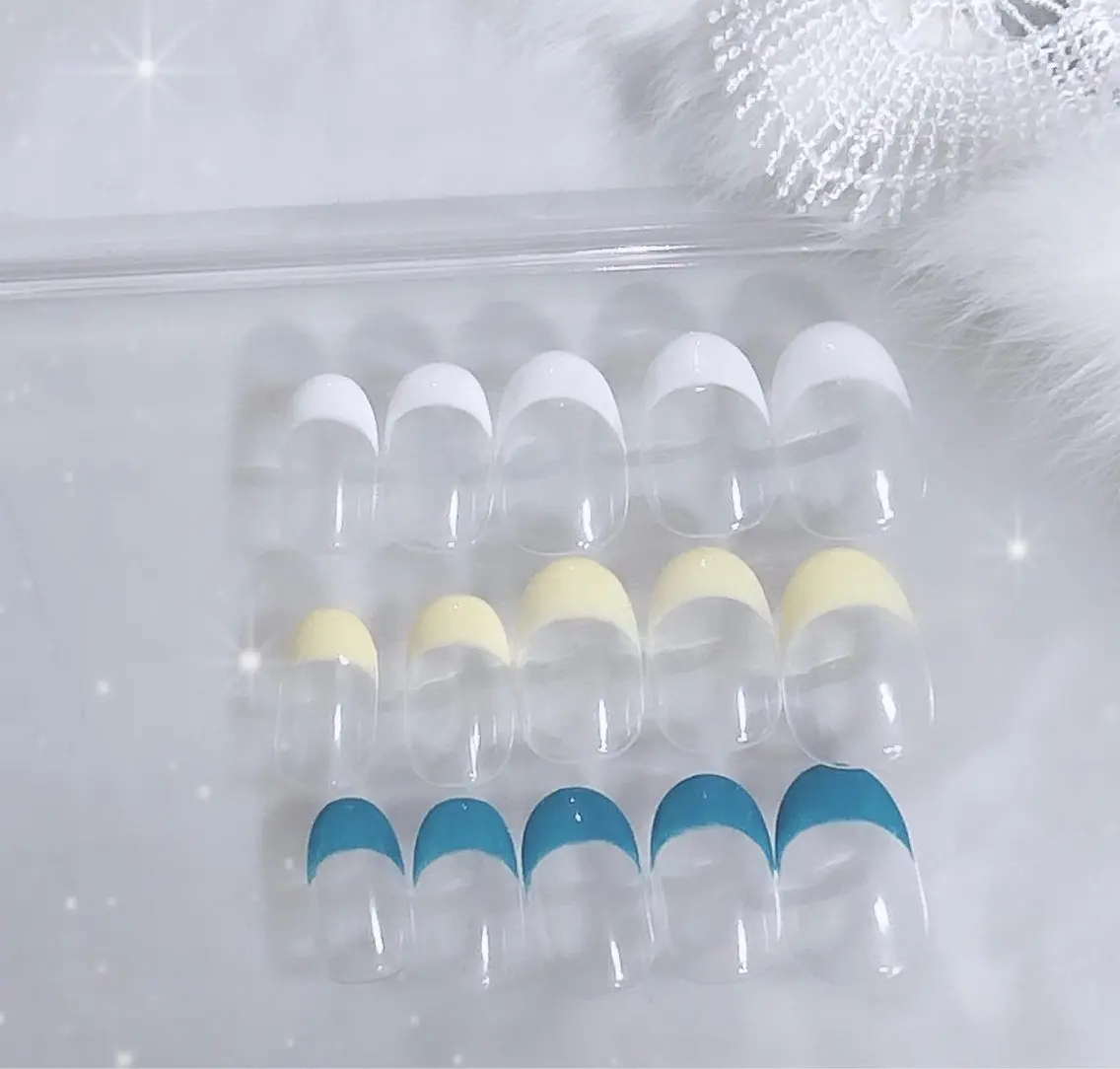 ネイル ブルー フレンチネイル 春ネイル 黄色 Best Nail Yu🎀🫧のネイルデザイン