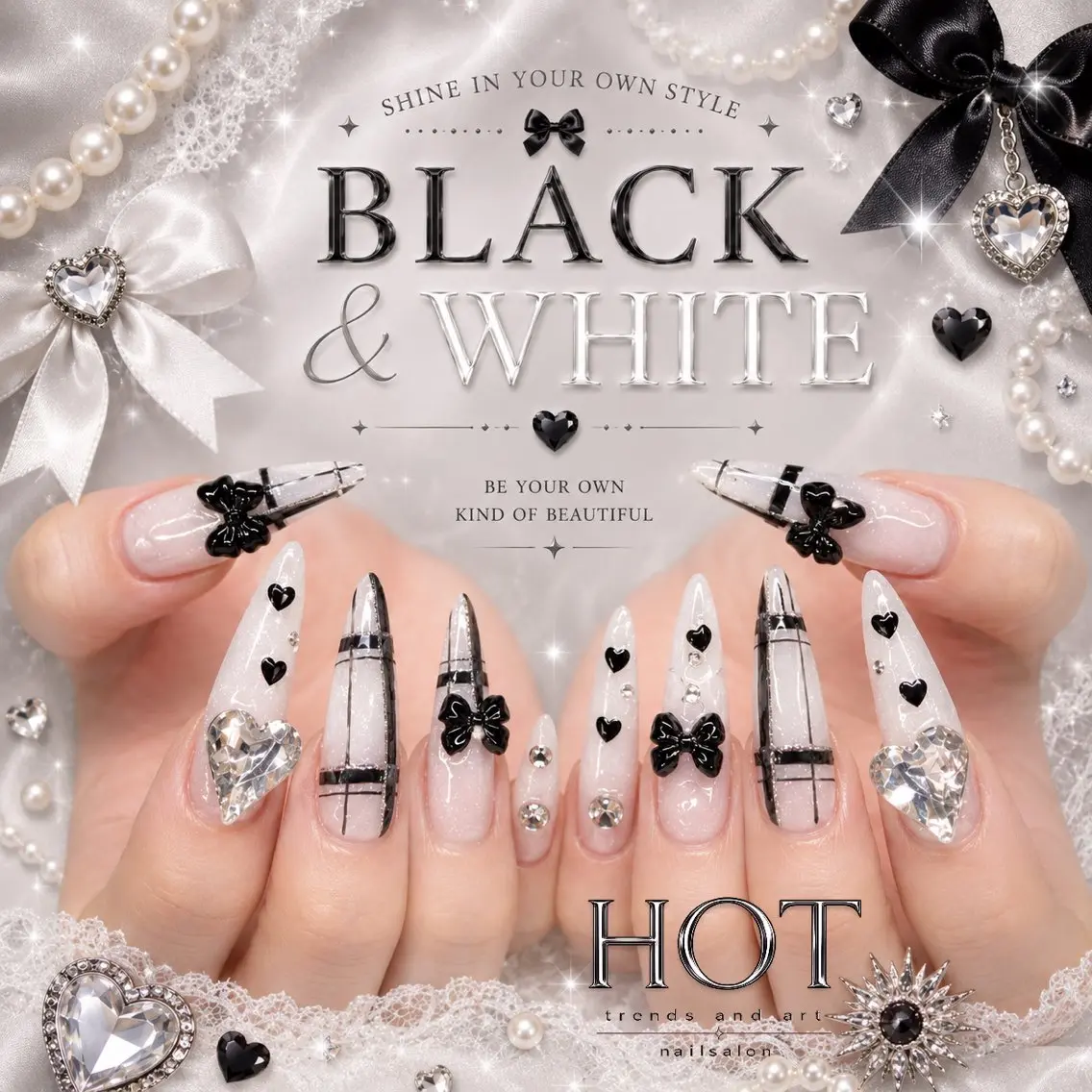 ネイル アートネイル オーロラネイル クリアネイル 長さ出し フレンチネイル ハンドネイル HOT Nail Salonのネイルデザイン