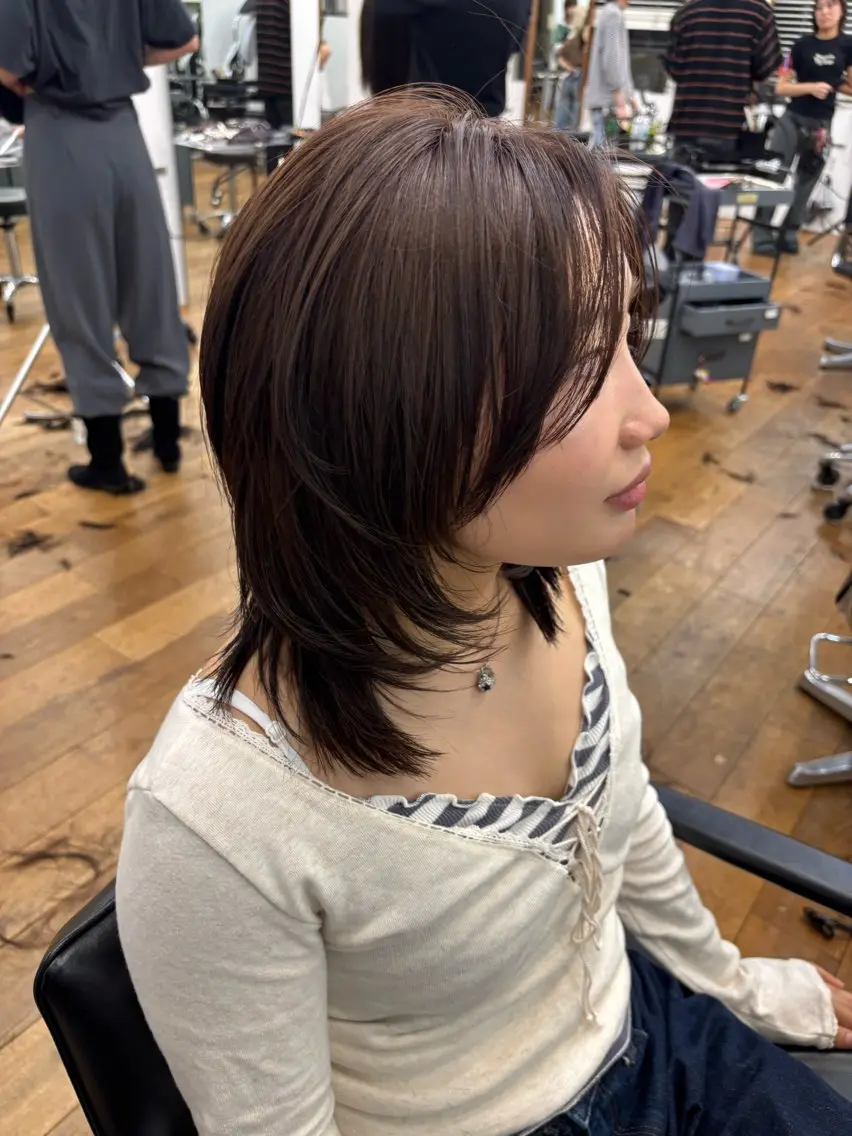 ミディアム カラー ヘアカラー トリートメント ハードパーマ Rico💜のヘアスタイル