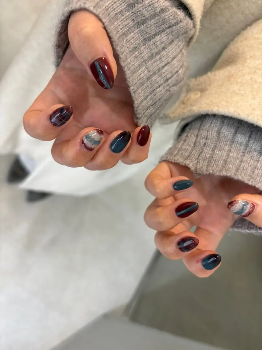ネイル ハンドネイル Mai :矢場町 ニュアンス🌿アートのネイルデザイン