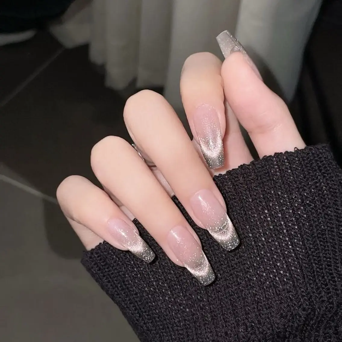 ネイル アートネイル ブルー カジュアル ニュアンスネイル ショートネイル ハンドネイル ハンドケア Yuzuchi Nailのネイルデザイン