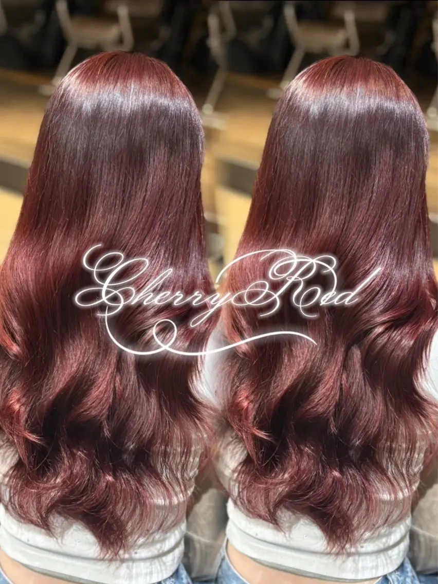 ロング カラー 黒髪 ブリーチ ダブルカラー ブリーチなしカラー レッドカラー カット ヘアカラー Lee Horie / Ayahaのヘアスタイル