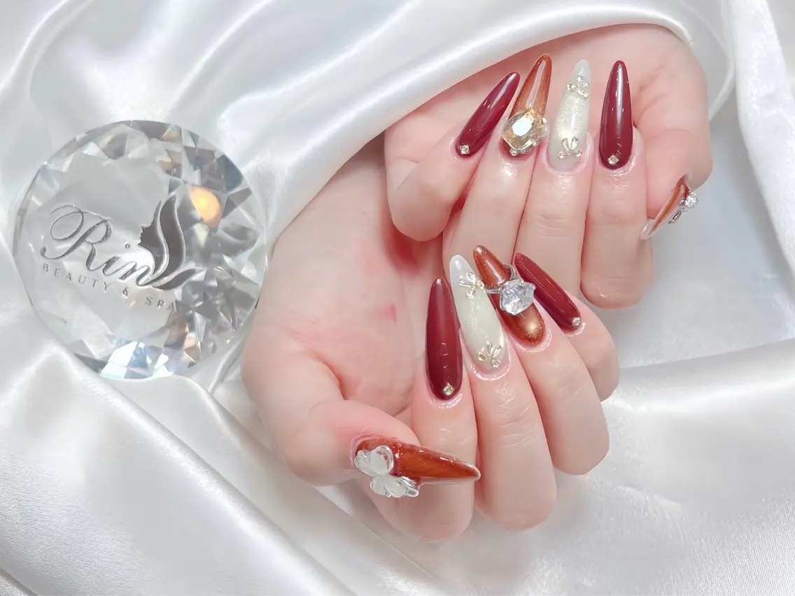 ネイル ブルー ジェルネイル ガーリー グラデーション グリーン ハンドネイル Rin Nail 新大久保店のネイルデザイン