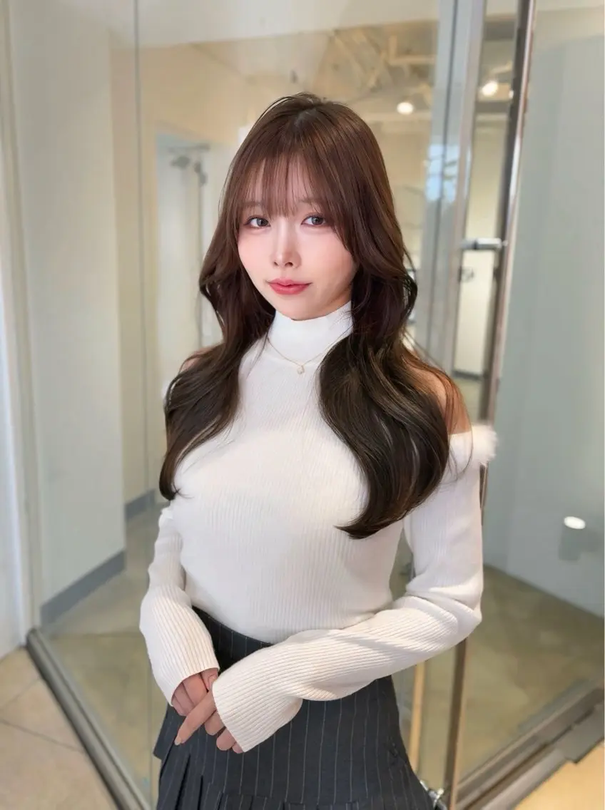 ロング カラー 韓国風ヘア レイヤーカット カット ヘアカラー トリートメント ♠️暗髪レイヤー♠️ 中山唯斗のヘアスタイル