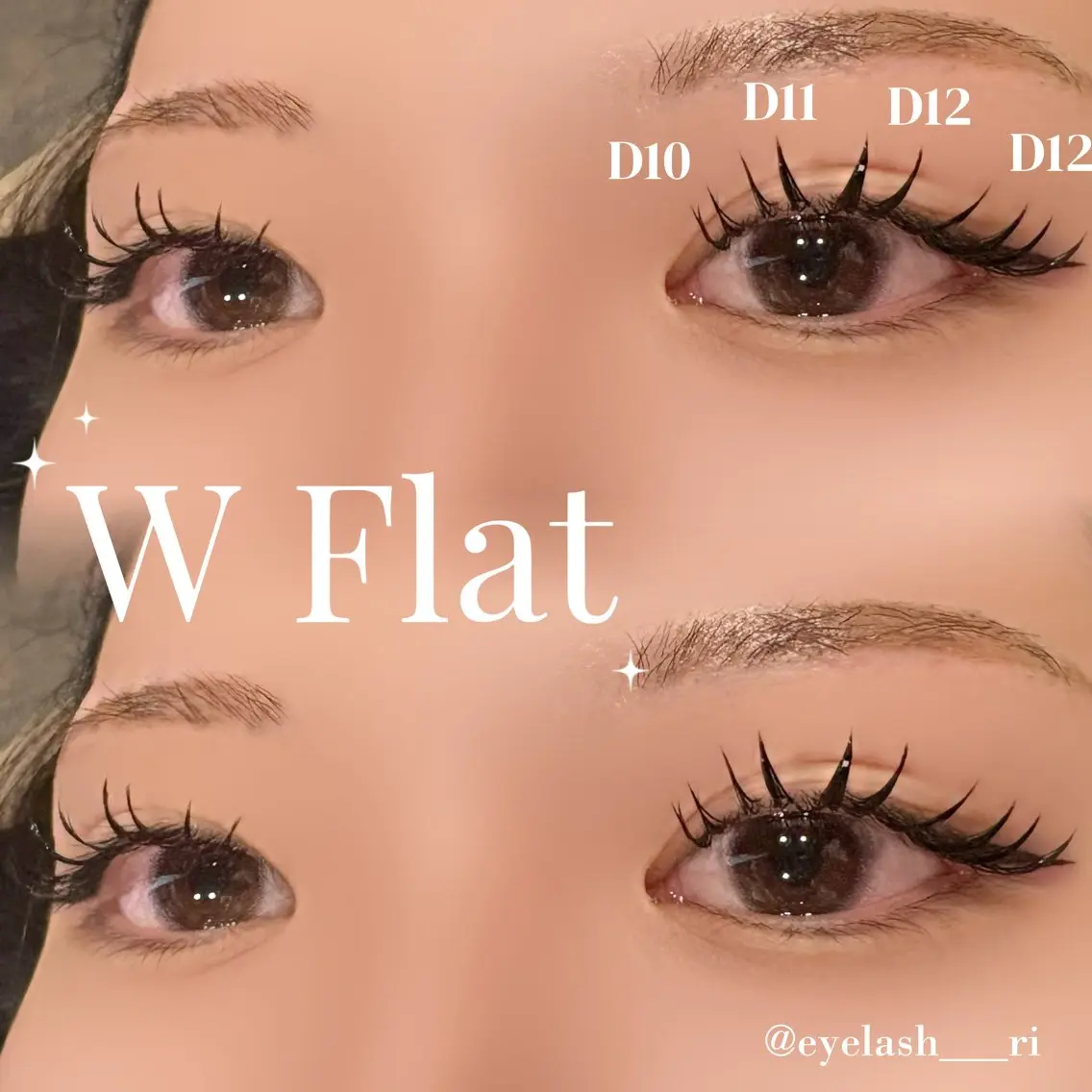 マツエク・マツパ 束感まつ毛 Dカール フラットラッシュ まつげパーマ ボリュームラッシュ マツエク eyelash Lily Rinaのマツエク・マツパデザイン