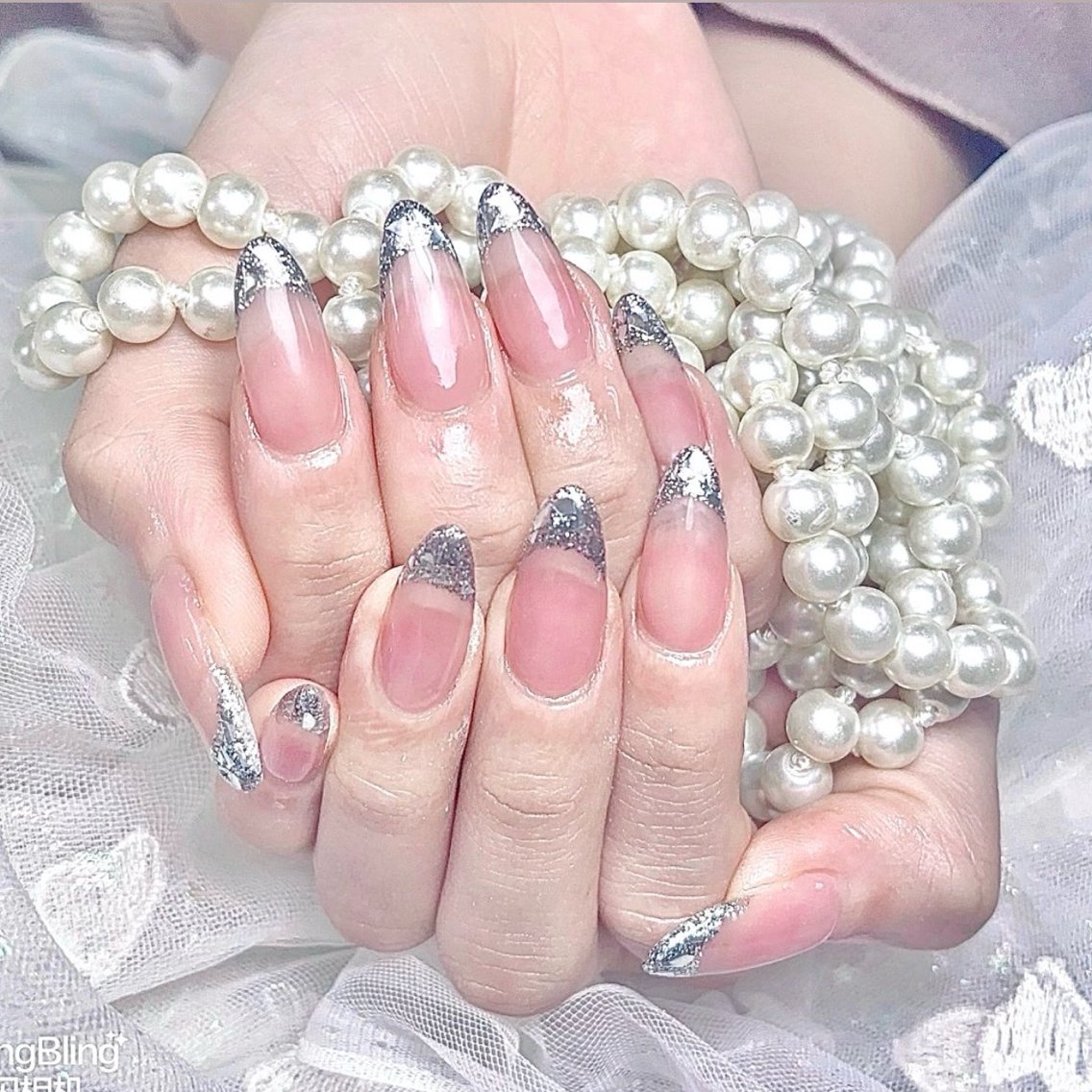 💖大人綺麗ガラスフレンチ/ミラーフレンチ「ベース色あり」の写真