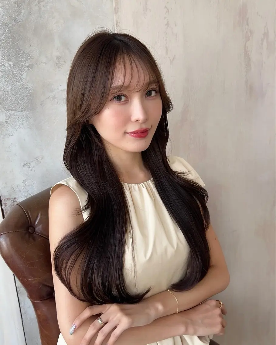 ロング くびれヘア レイヤーカット カット ヘアカラー トリートメント 🧡くびれヘア/前髪 顔周り🧡久原結衣のヘアスタイル