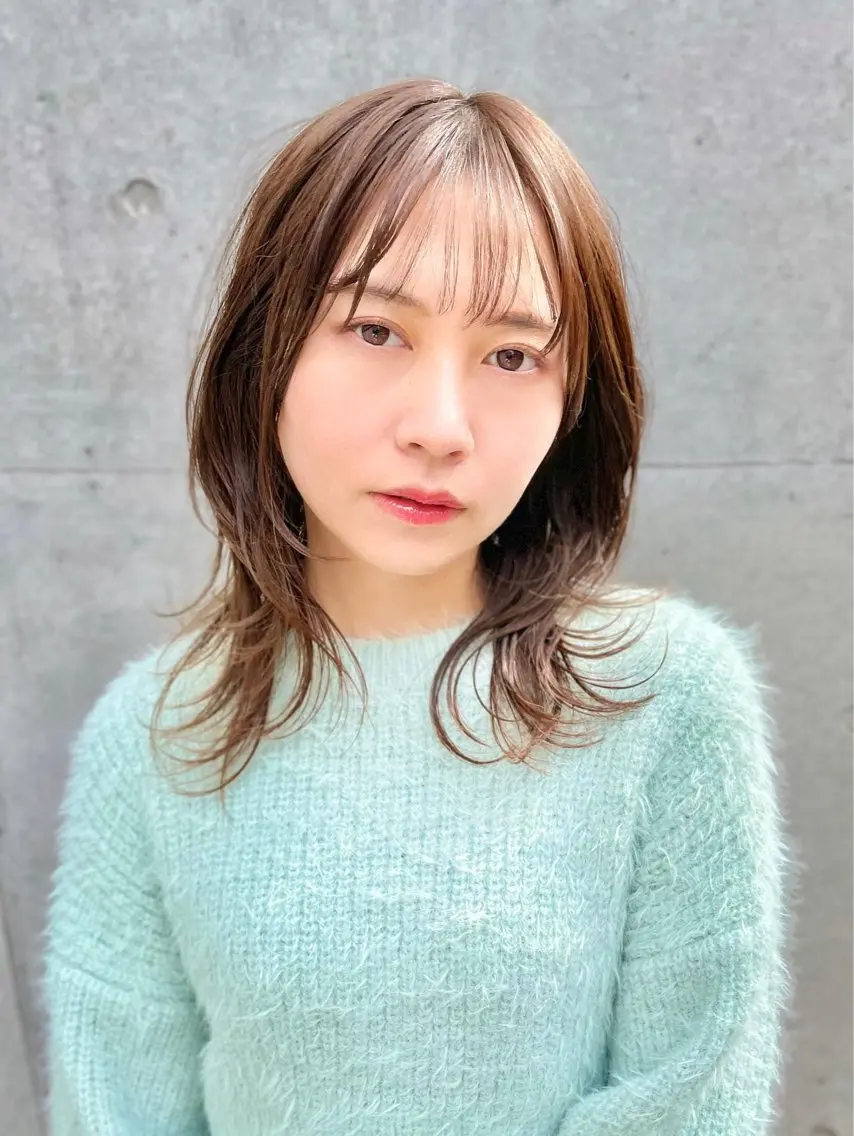 ミディアム アッシュ ボブ くびれヘア ハイライト レイヤーカット カット ヘアカラー パーマ トリートメント 表参道/髪質改善/ 髪質改善カラー/遠藤のヘアスタイル