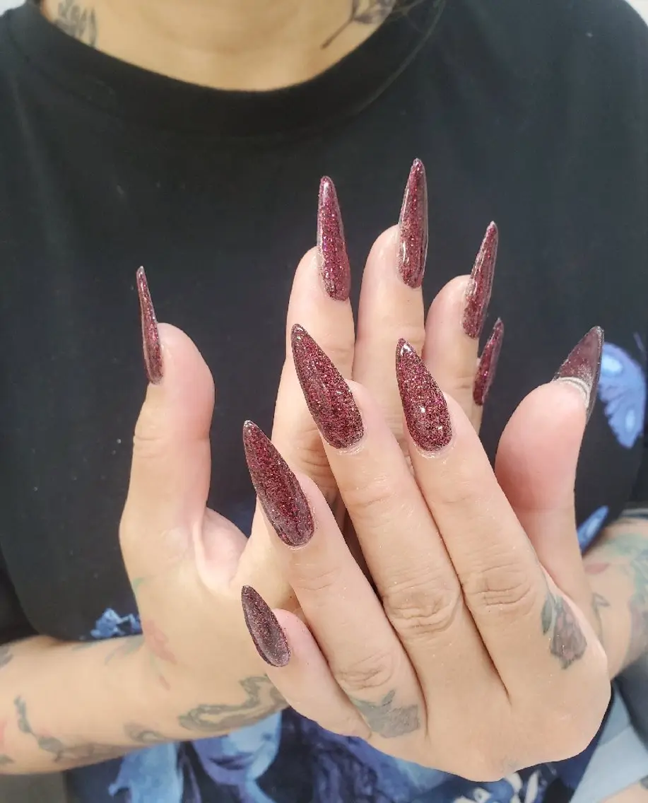 ネイル ラメ(グリッター) ピンク スカルプネイル ハンドネイル Nail 🌱TSUBASAのネイルデザイン