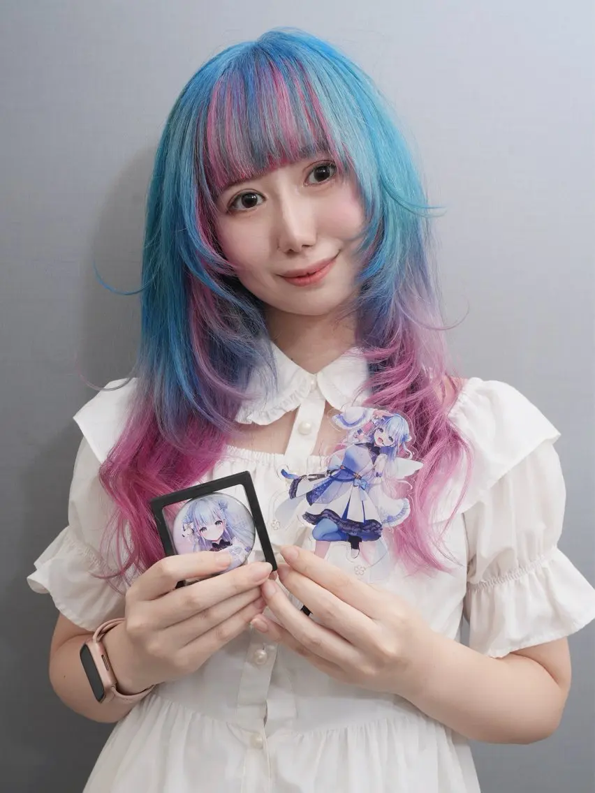 ロング カラー ヘアカラー トリートメント 推し活専用 【派手髪】飯野ゆかりのヘアスタイル