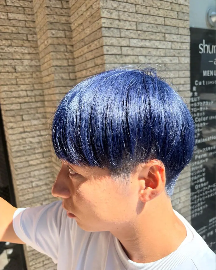 ショート カラー ブリーチ ブルーカラー ネイビーカラー TELAHAIR/ Ryutoのヘアスタイル
