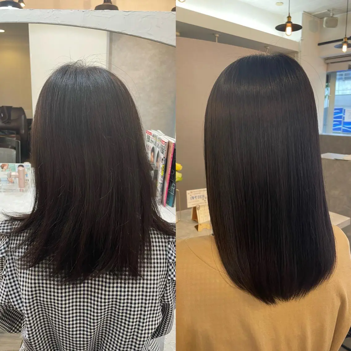 セミロング 髪質改善 縮毛矯正 カット 縮毛矯正 トリートメント VISAGE ba.sk 金子詩帆のヘアスタイル