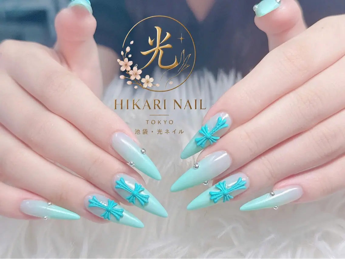 ネイル チークネイル 長さ出し フレンチネイル ガーリー ハート ハンドネイル HikariNail Ikebukuroのネイルデザイン