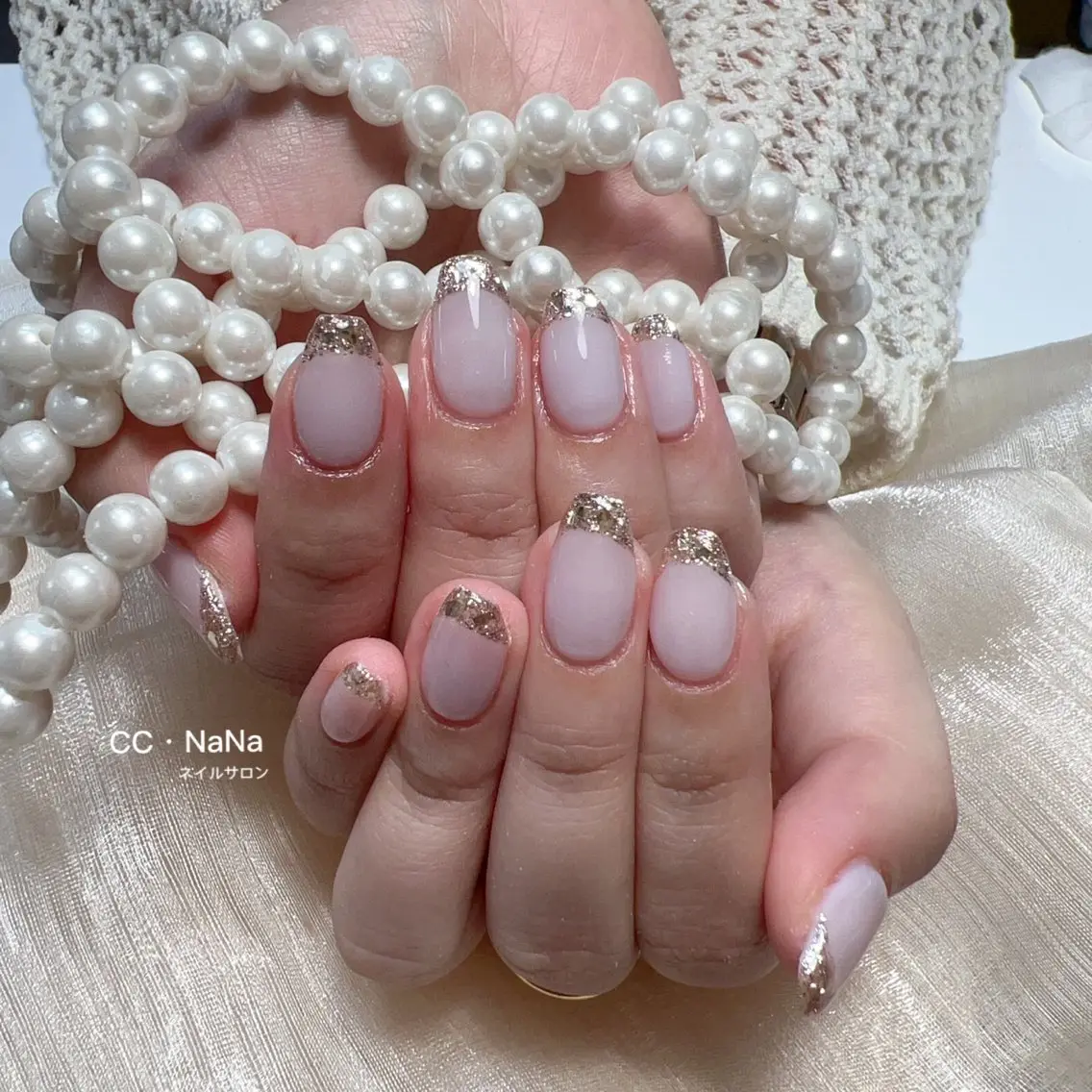 ネイル チークネイル フラッシュネイル フレンチネイル ガラスフレンチ ハート ハンドネイル 💎CC・NaNa 韓国風ネイル🌙Cのネイルデザイン