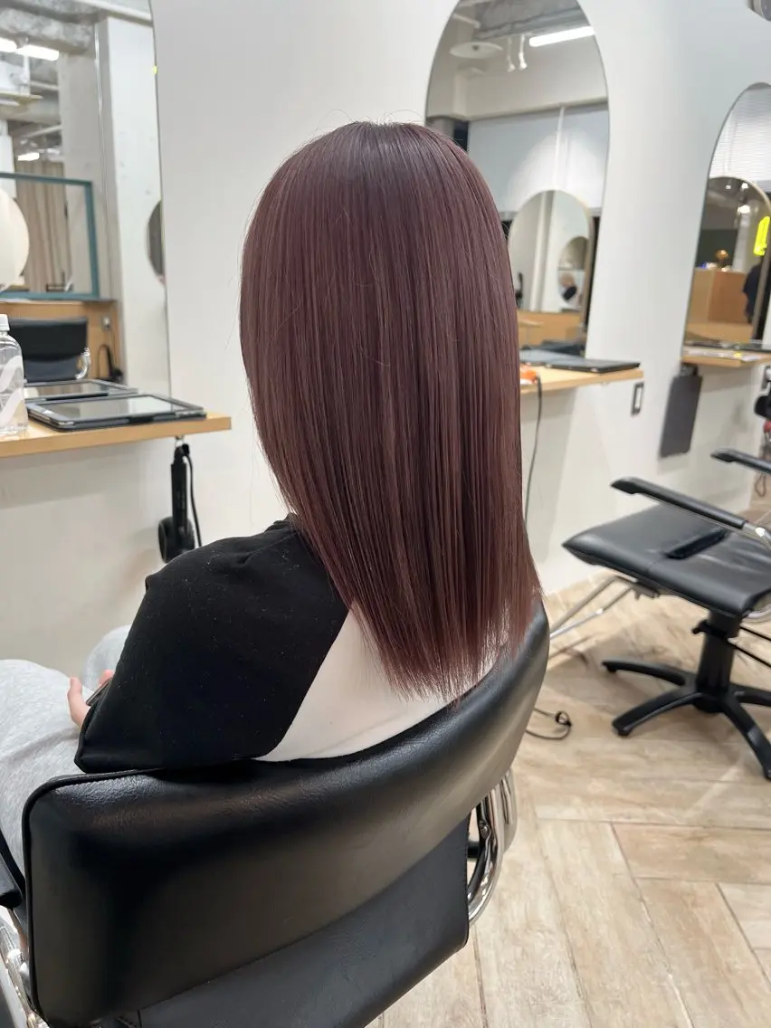 ミディアム カラー カット ヘアカラー トリートメント ベージュ/髪質改善 新潟/万代/井上佑のヘアスタイル