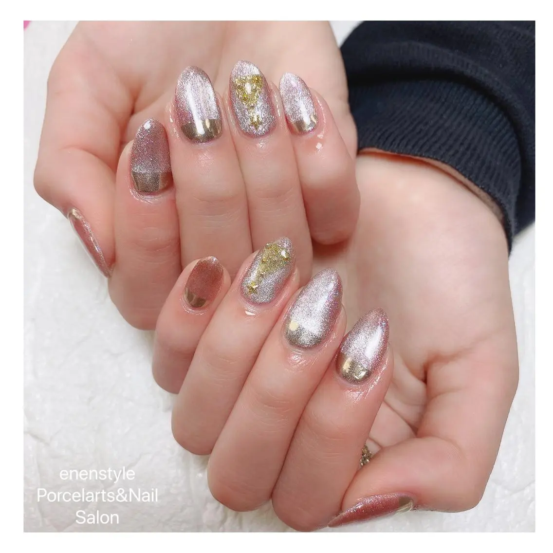ミディアム ネイル ハンドネイル 🐾enen style 🐾のネイルデザイン