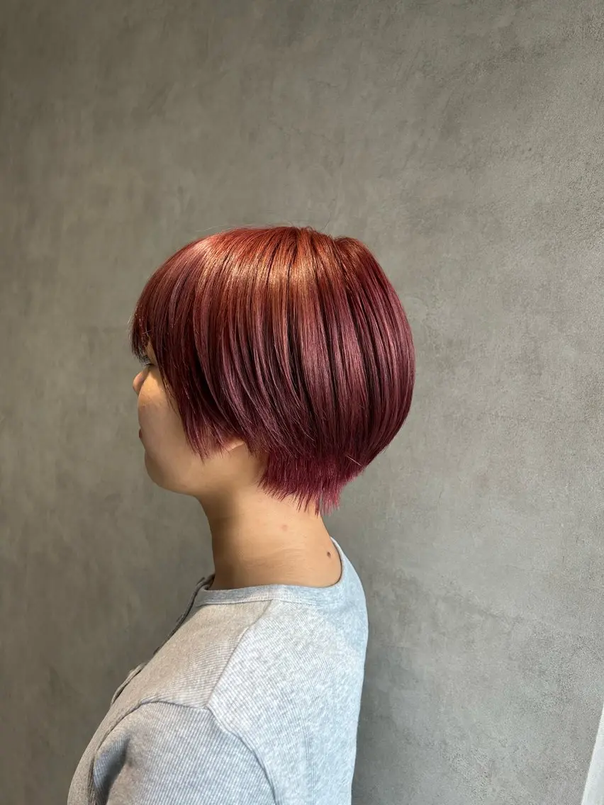 ショート カラー レッドカラー 髪質改善 ヘアカラー トリートメント 《.Xian》リク /透明感/メンズのヘアスタイル