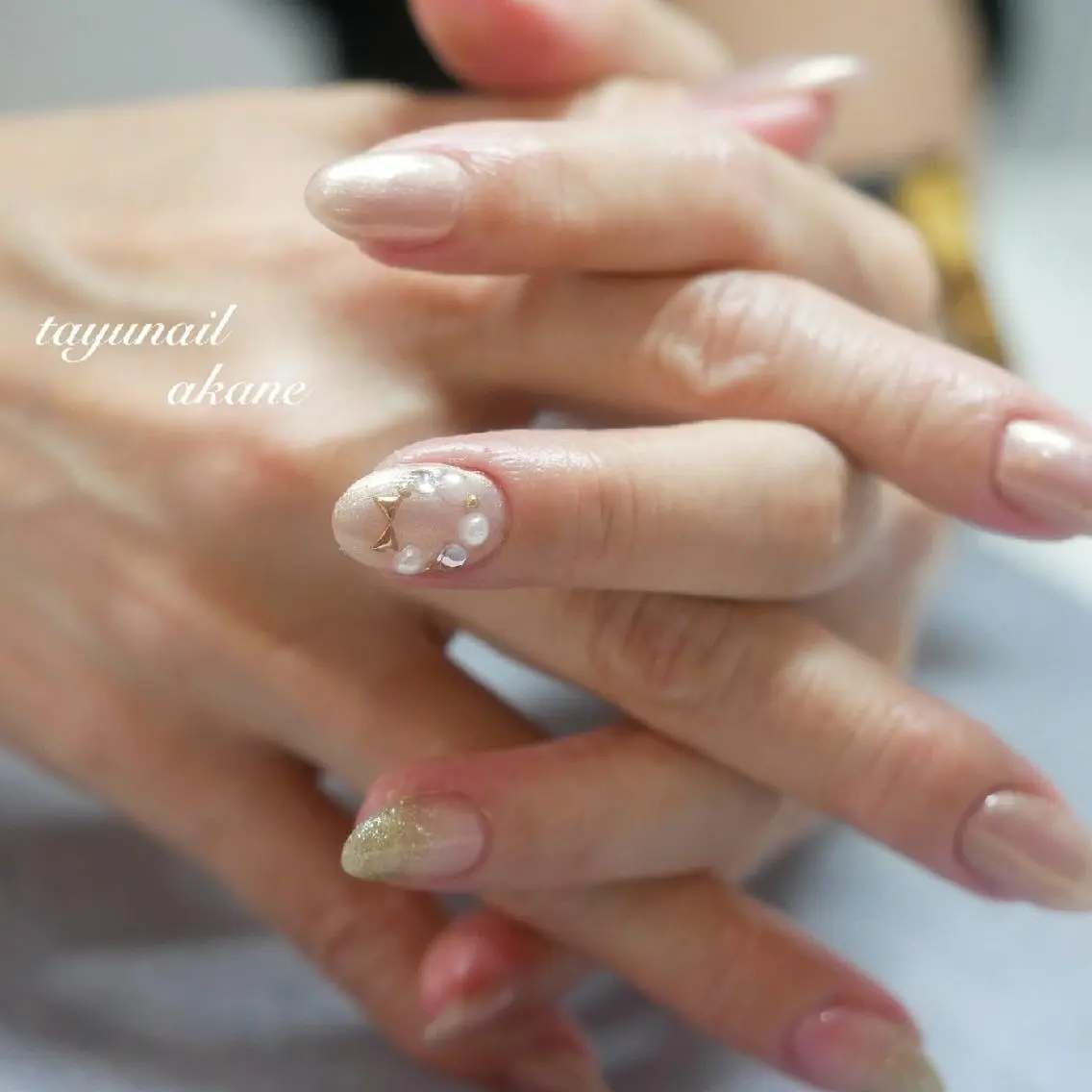 ネイル アートネイル ブルー ジェルネイル パラジェル ネイルサロン 【たゆnail】のネイルデザイン