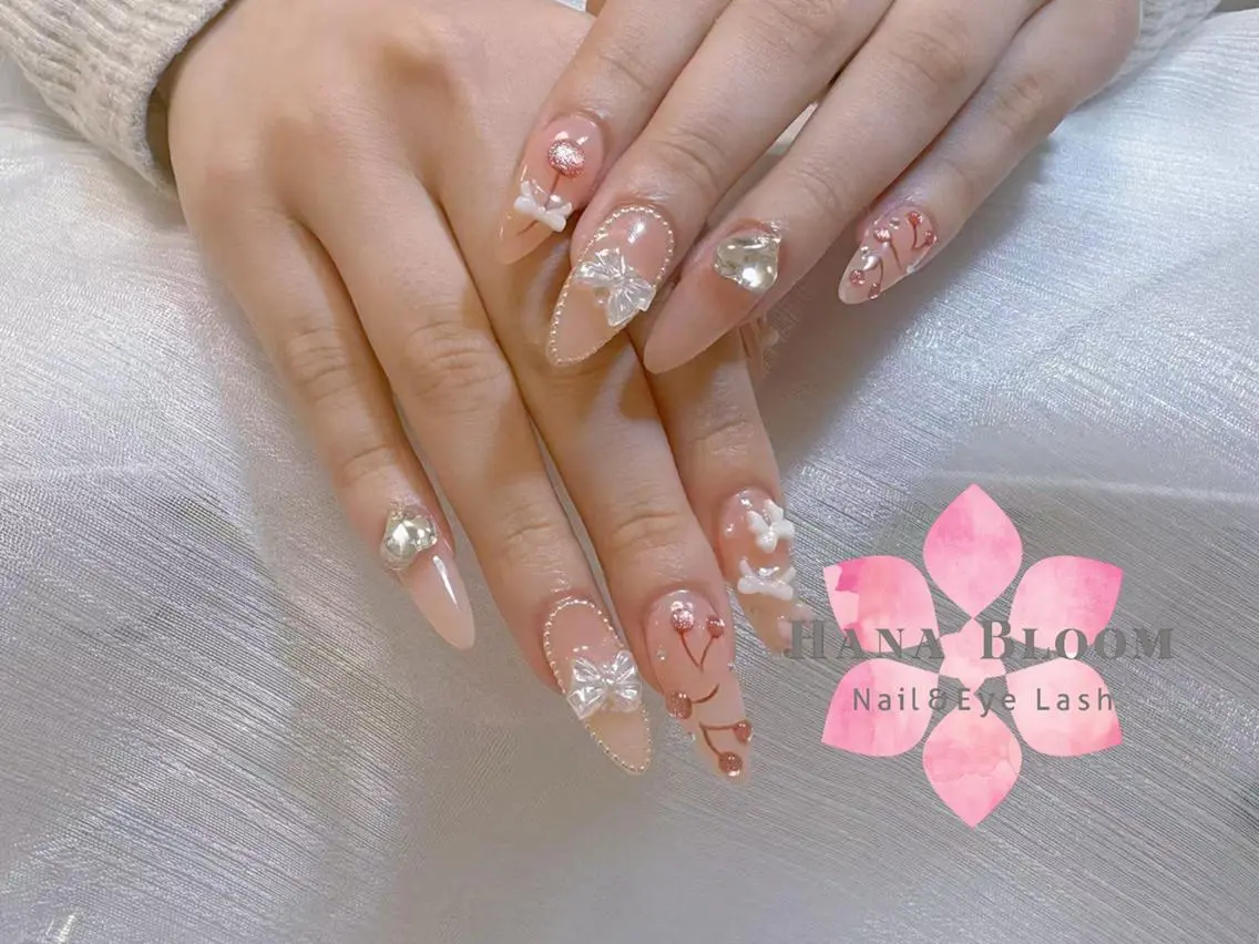 ネイル ハンドネイル ハンドケア HanaBloom 🩷ビンビンのネイルデザイン